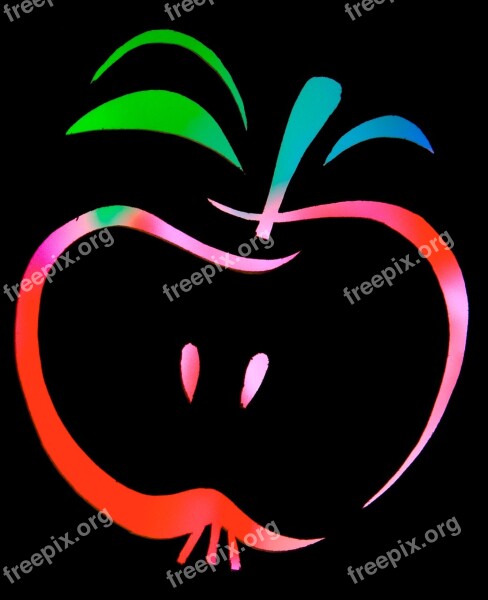 Fruit Apple Color Contour Outlines