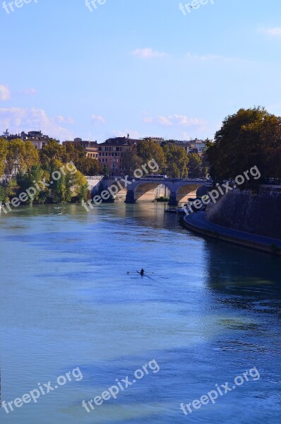 Rome Tiber Bridge River Summer