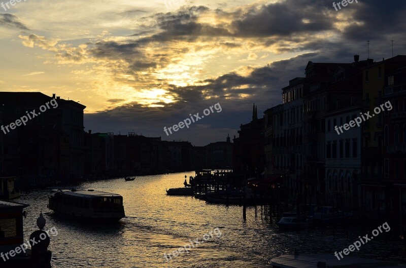 Sunset Venice Channel River River Tram