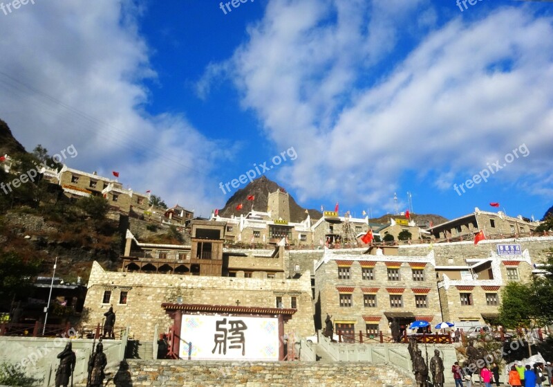 Tibet Temple China Blue Sky Free Photos