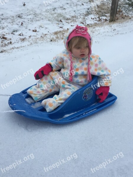 Child Winter Snow Sled Girl