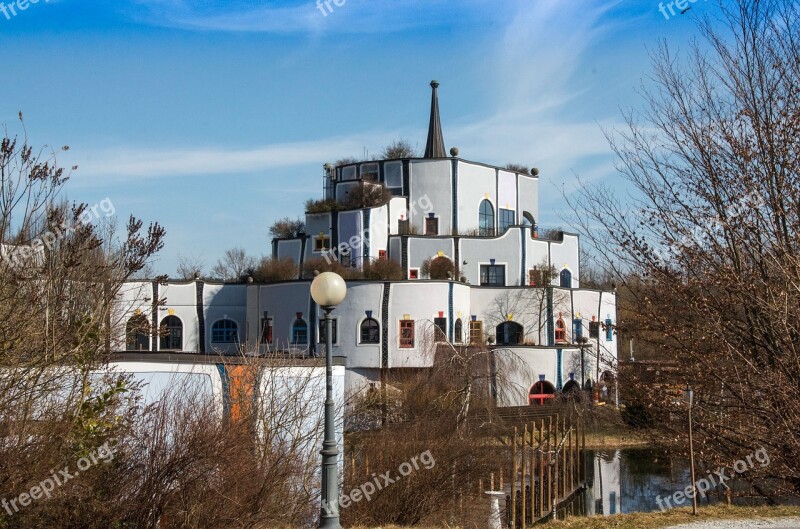 Architecture Bridge House On Water Sky Spire