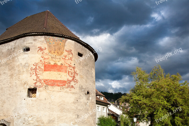 Austria Tower Stormy Clouds Old