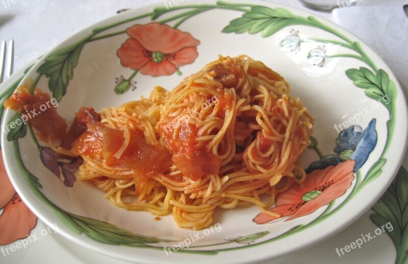 Spaghetti Tomato Sauce Decorative Serving Plate Free Photos