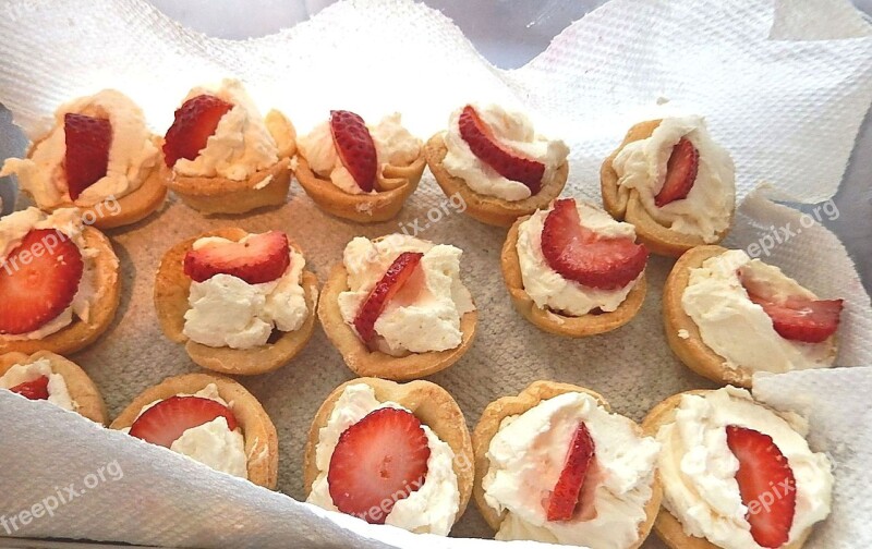 Strawberry Tarts Whipped Cream Fresh Fruit Pastry Shells Free Photos