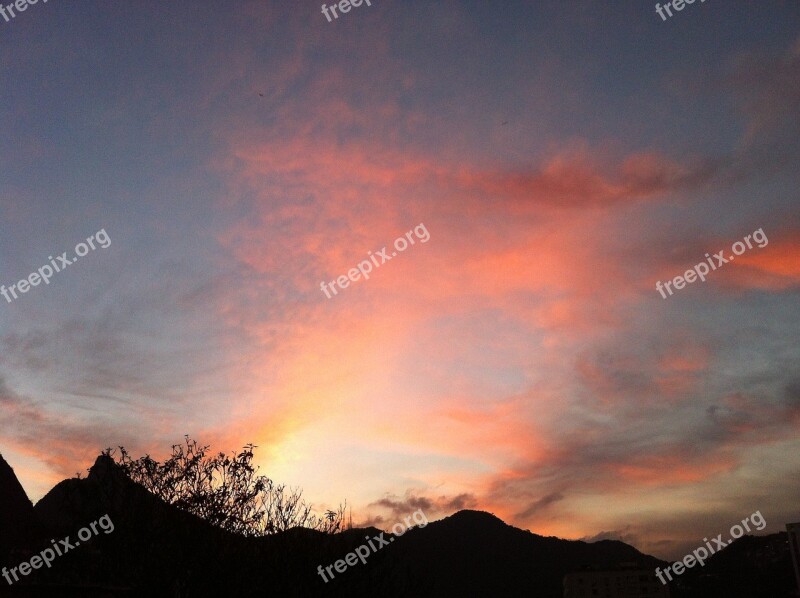 Sunset Rio De Janeiro Brazil Mountain Summer