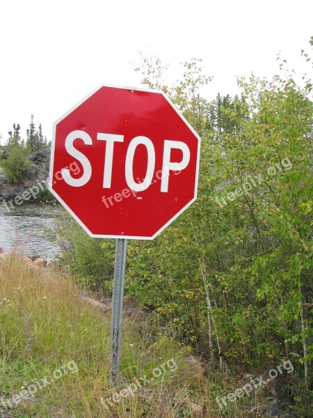 Stop Sign Road Yellowknife Free Photos