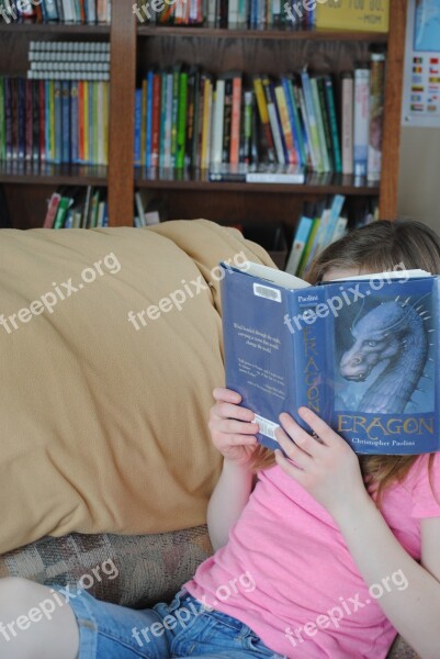 Girl Reading Young Book Education