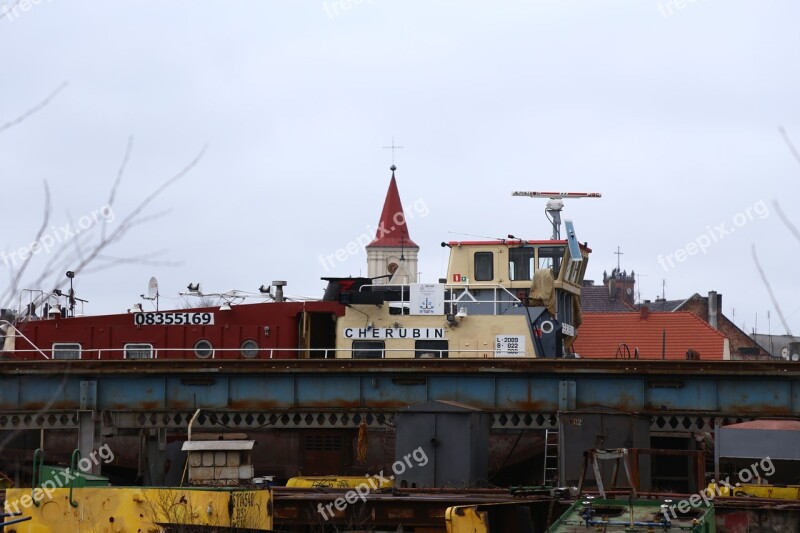 Panorama In Nowa Sól The Church Tower Port Ship