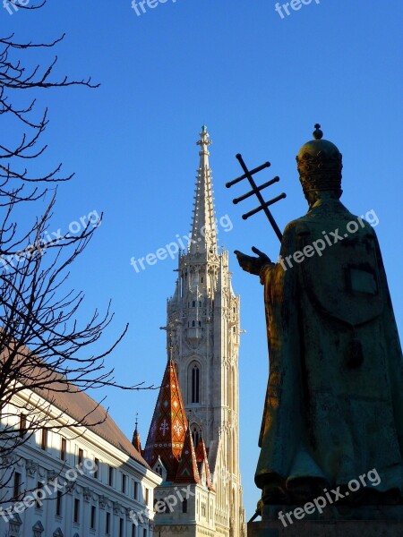 Budapest Buda Castle Area Church Statue