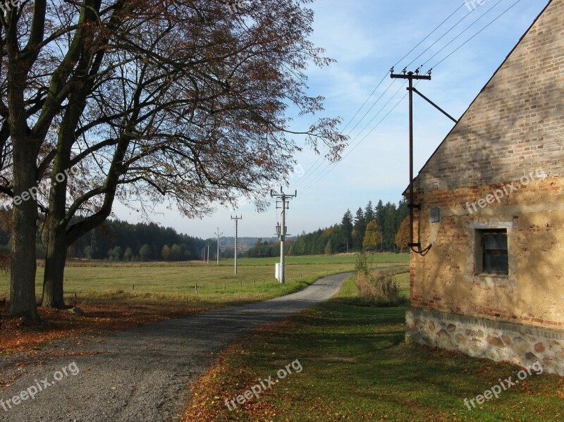 Autumn Solitude Village South Bohemia Sky