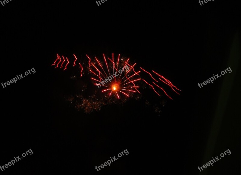 Fireworks Lights Red New Year's Eve Cheerfulness