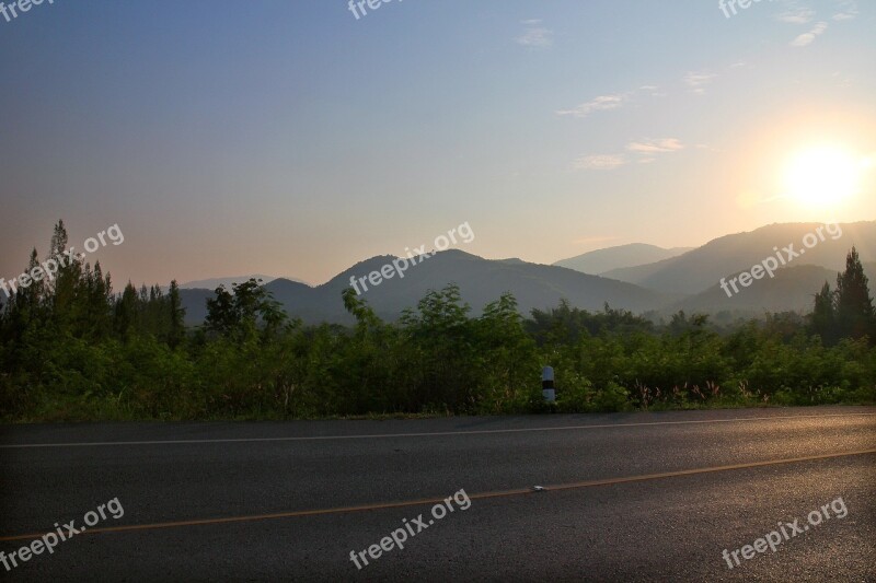 Road Way Sunset Highway Travel