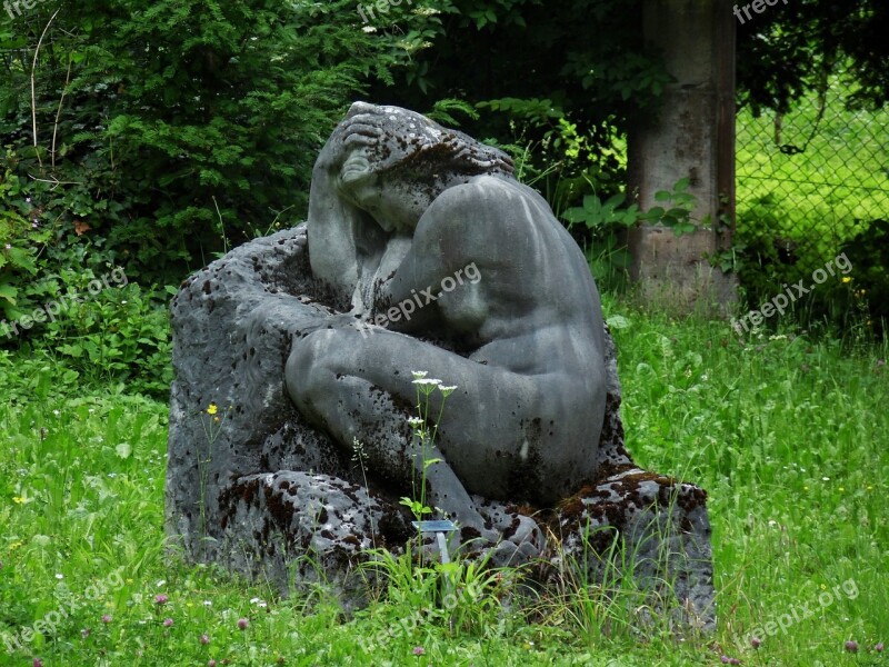 Woman Statue Mourning Depression Sculpture