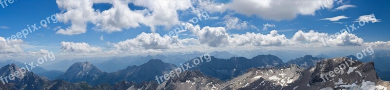 Zugspitze Alpine Rock Panorama Sky