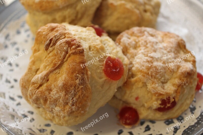 Scones Cherry Cakes Snacks Sweet