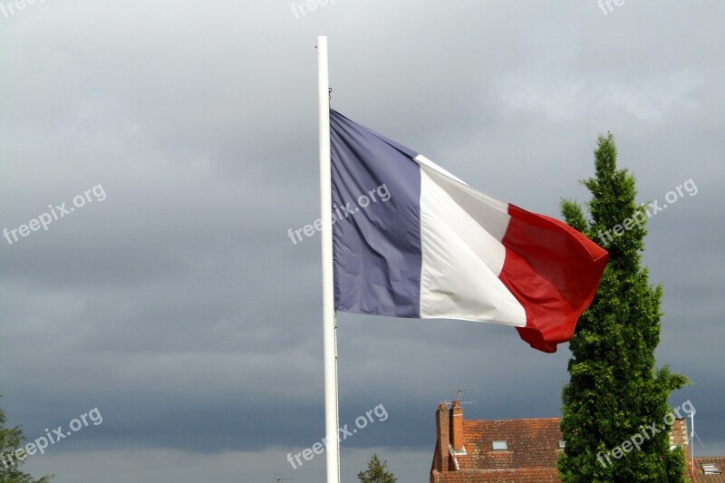 French Flag Tricolor France Blue White