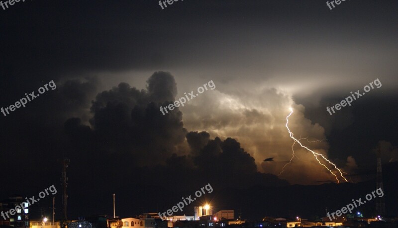 Landscape Night Rays Thunder Armenia