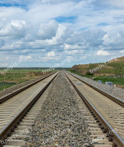 Railway Rail Distance Perspective Road