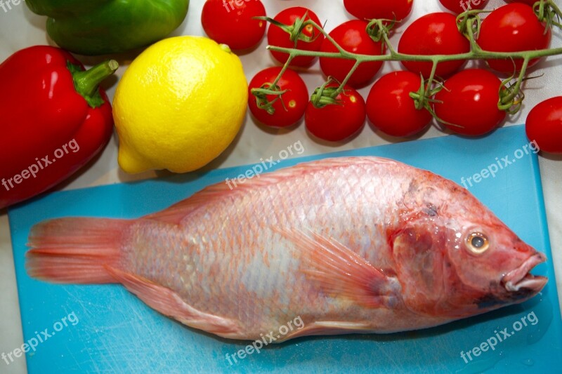 Bream Pink Kitchen Fish Tomatoes Tasty