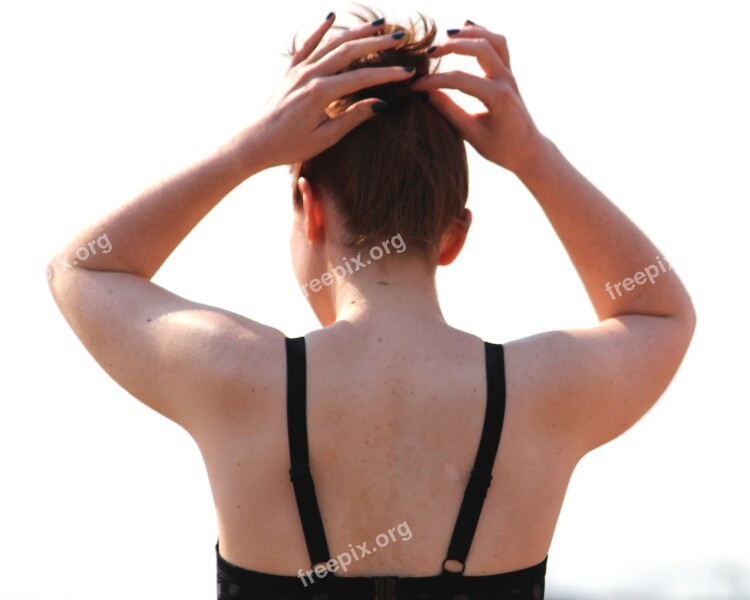 Woman Swimsuit Hair Move Girl