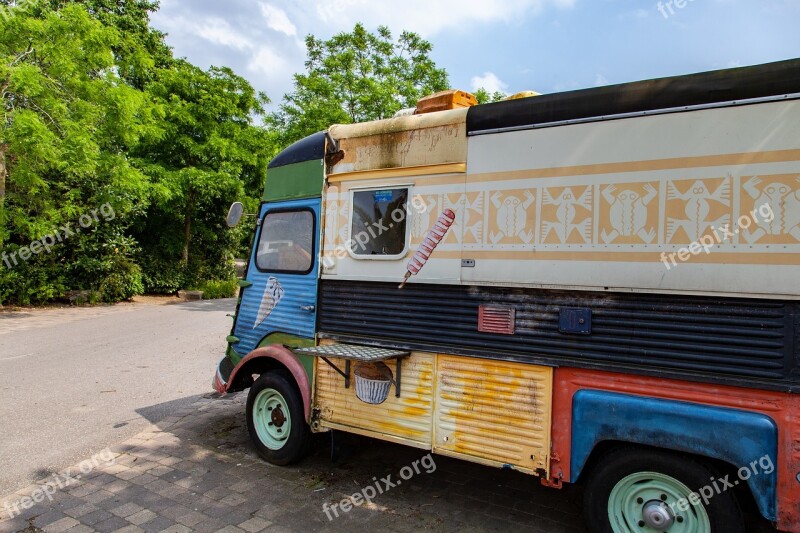 Food Truck Colorful Truck Retro Classic