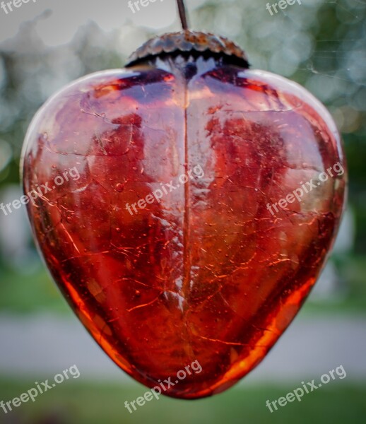 Heart Red Heart Glass Heart Decoration Love