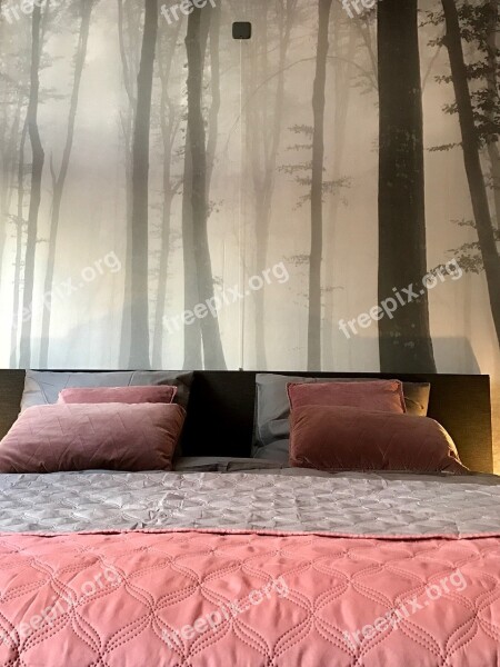 Bedroom Pink Wall Chart Forest Black And White