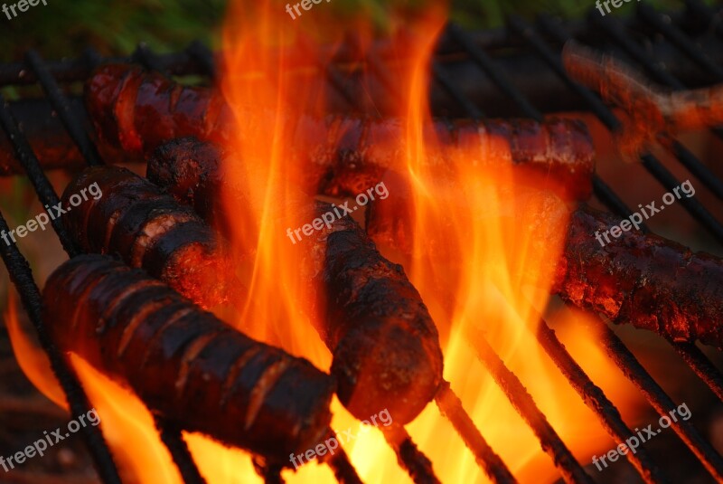 Sausage Grill Grate Barbecue At The Eat