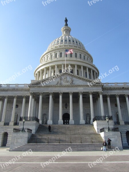 Washington Dc Capitol Building Blue Sky Free Photos