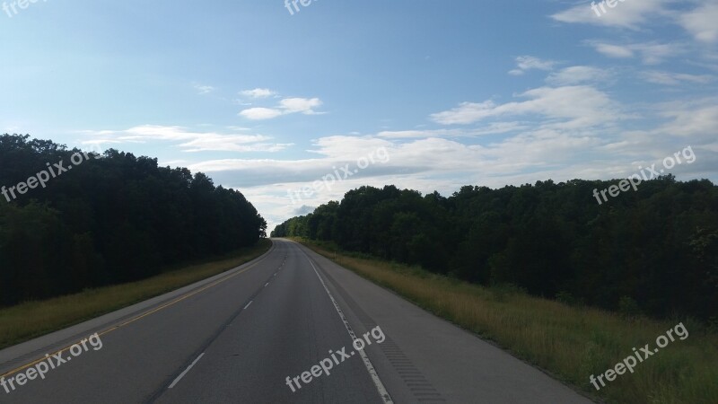 Road Turning Trees Grass Background