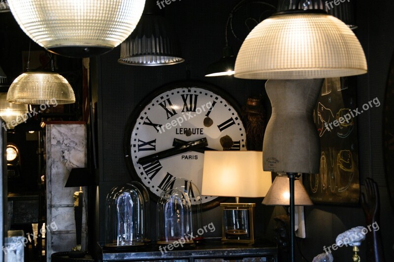 Flea Market Paris Clock Marché Aux Puces Lamp