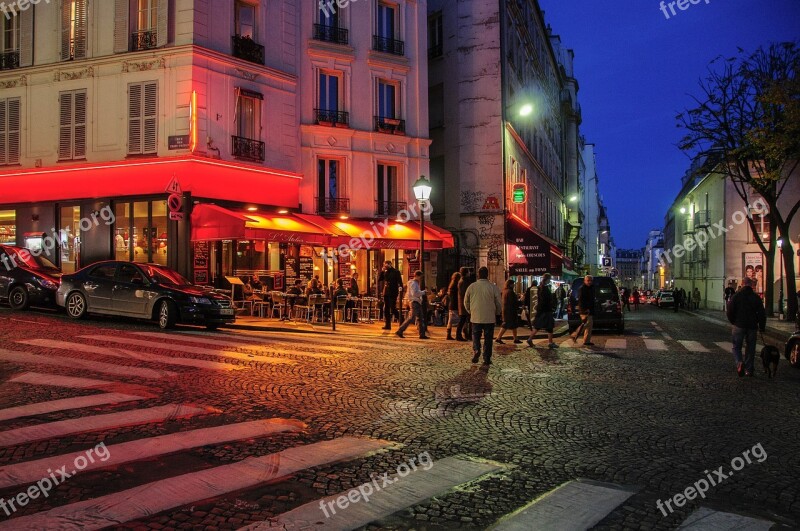 Paris Night France Montmartre Building