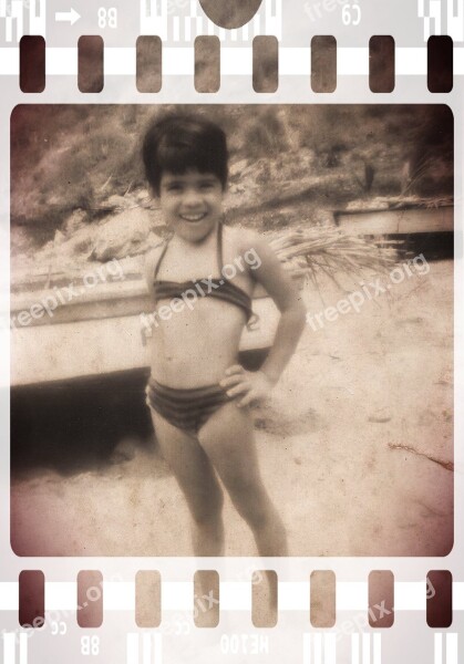 Child Face Beach Old Photo Retro