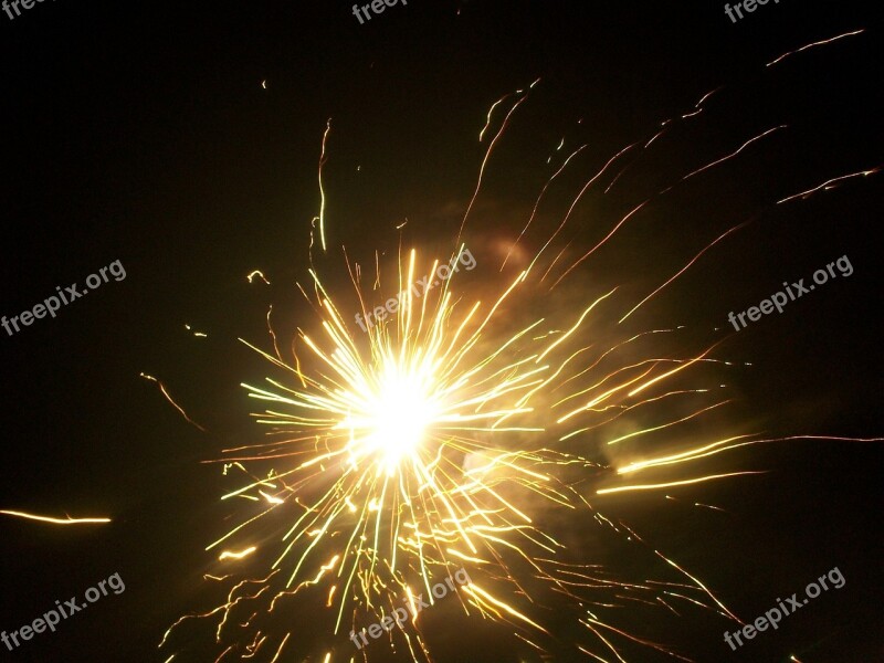 Fireworks Lights Night Pyrotechnics Rays