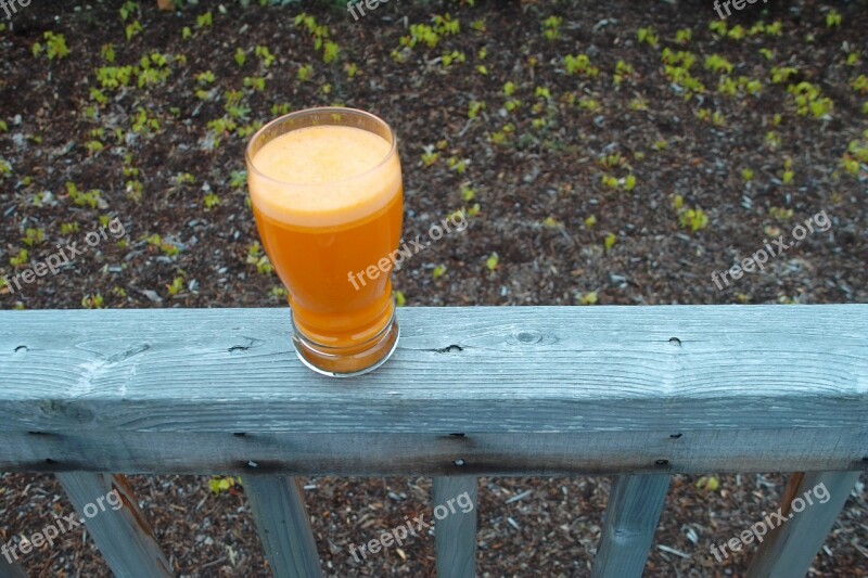 Carrot Juice Glass Cup Outside Deck