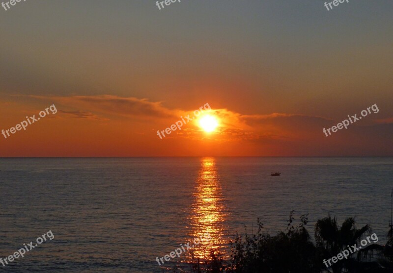 Sunset Sea Mediterranean Sun And Sea By The Sea