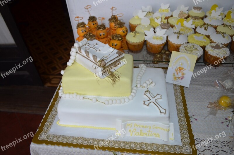 Communion Cake Cupcake White And Yellow Sweet Free Photos