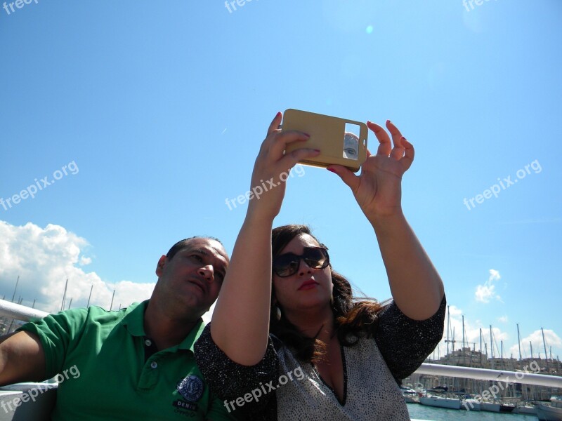 Selfie Communicate Holiday Couple Free Photos