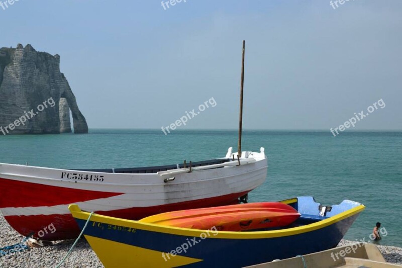 Fishing Sea Boats Etretat Free Photos