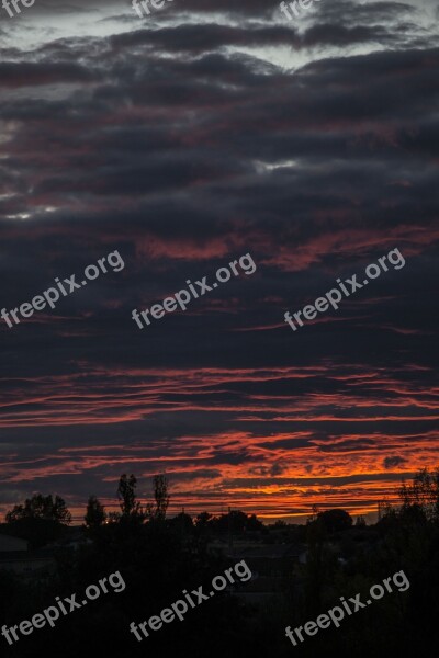 Sunset Red Blue Clouds Heaven