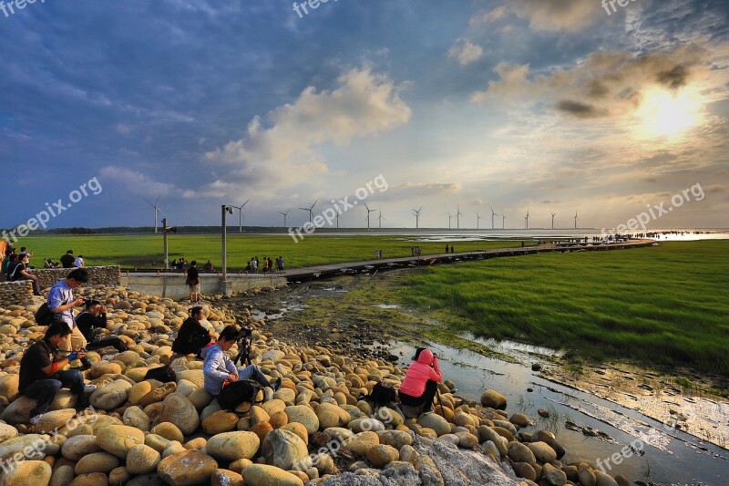 City Taiwan Scenic Views Green The Evening Sun