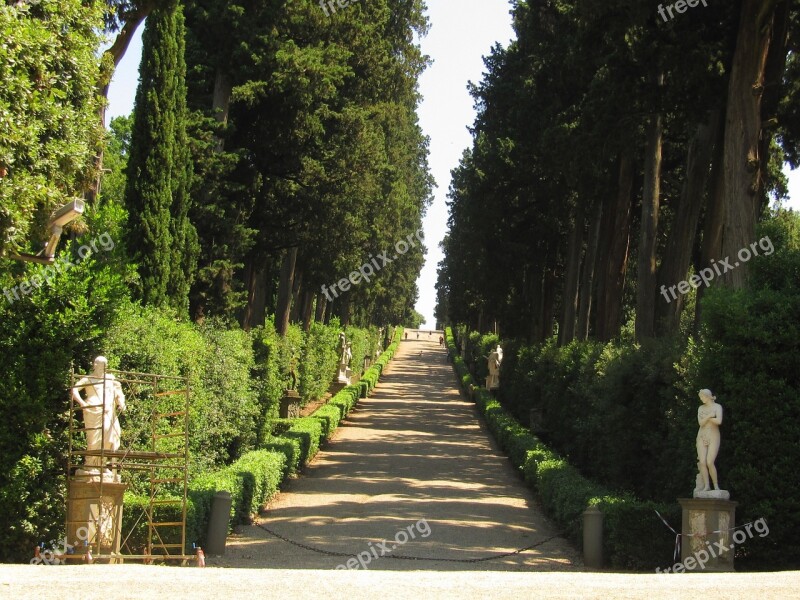 Florence Boboli Garden Italy Avenue Statues