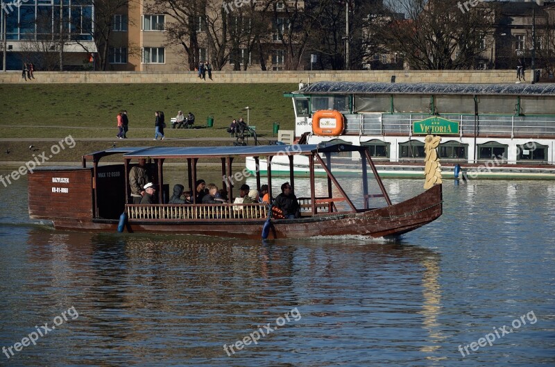 Poland Kraków Wisla River Boat