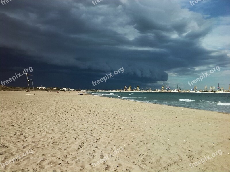 Clouds Sunset Sea Sand Beach