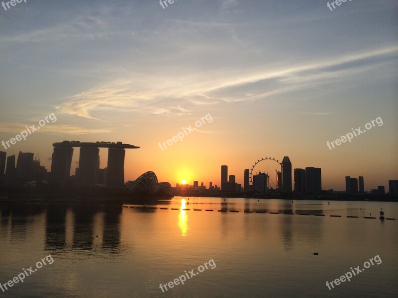 Singapore Skyline Marina Bay Sands Ku De Ta Singapore Flyer