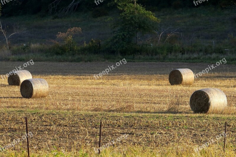 Hay Farm Iowa Rural Bale