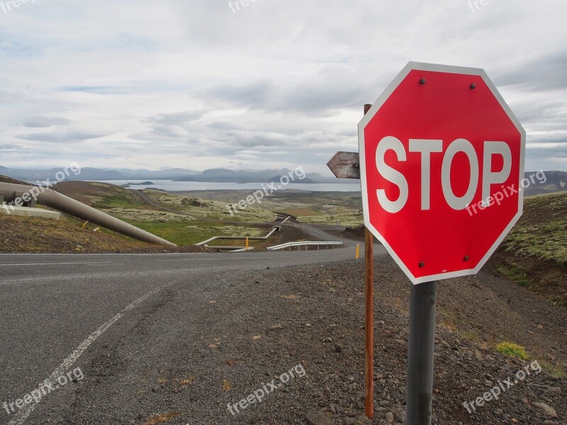 Sign Landscape Stop Road Pipe