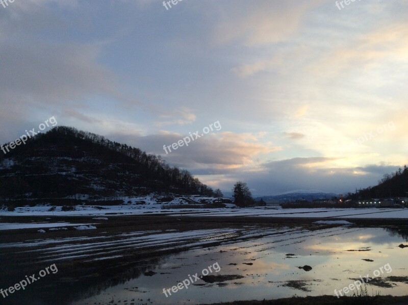 Wintry Weather Yamada's Rice Fields Reverse Free Photos