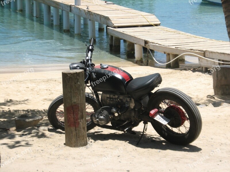 Motorcycle Dock Sea Honduras Roatan